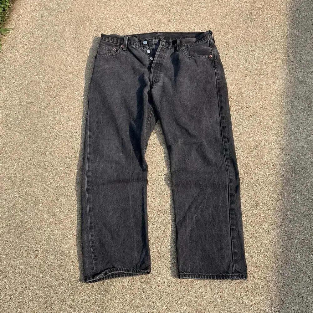 Levi's 501 Original Fit Button Fly Jeans Men's W36 L30 (32x30) Faded Black Denim